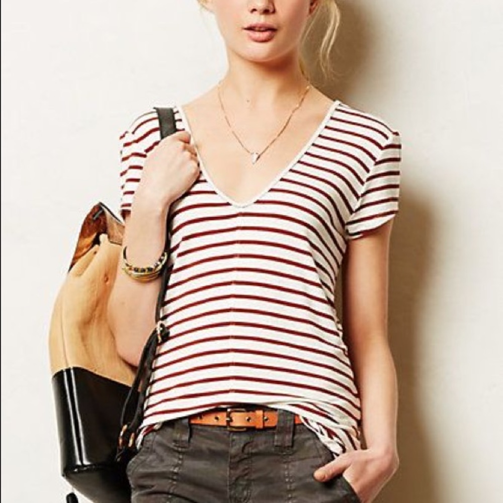 Anthropologie Bordeaux elementary v neck large